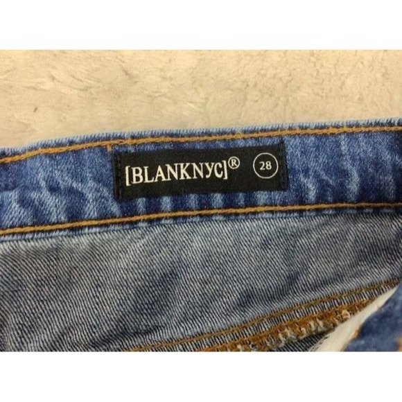 Blank NYC Size 28 Womens Denim Jean Skirt Cotton Distressed Raw Hem - Picture 2 of 3